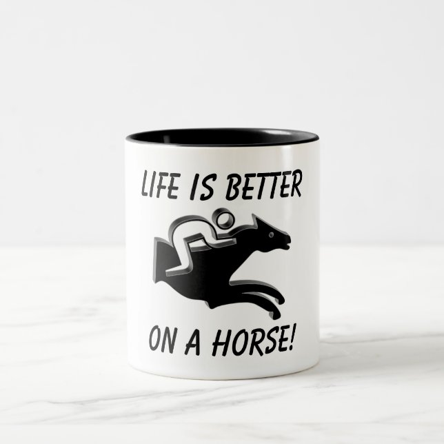 Reitsport Pferd Racing Jockey Riding Funny Zweifarbige Tasse (Mittel)