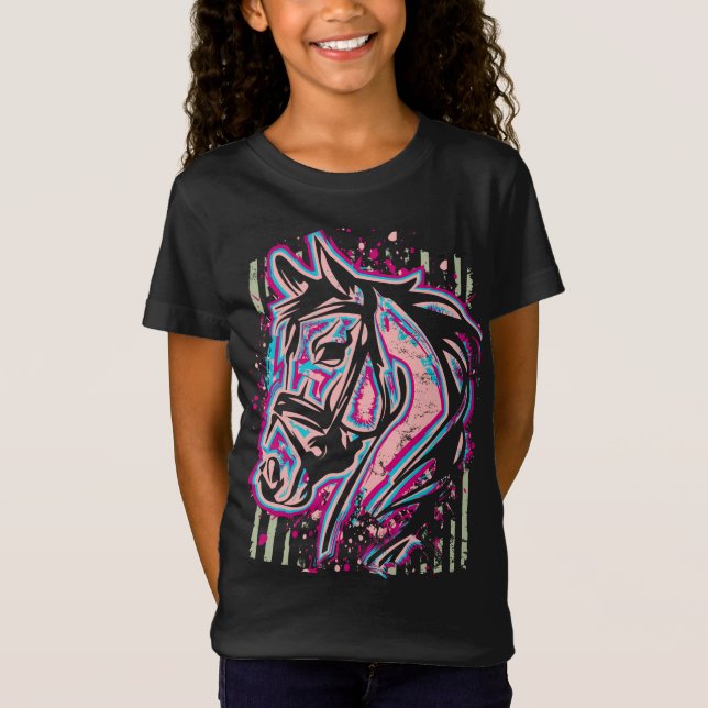 Reitsport - Pferdekopf - Reiten T - Shirt (Vorderseite)
