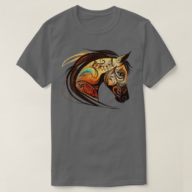 Reitstall Abstrakt Art Native American Geometri T-Shirt (Design vorne)