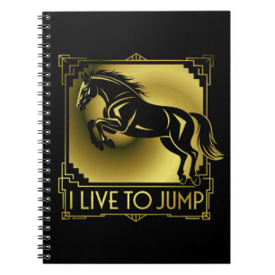 Reitstall I Live to Jump Art Deco Notizblock