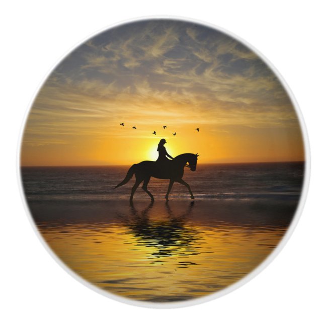 Reitstall Sunset Rider Schöne Keramikknauf (Vorderseite)