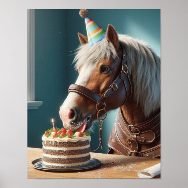 Reitstour Kunst, Pferderäuberparty, Funny Horse Poster (Vorne)