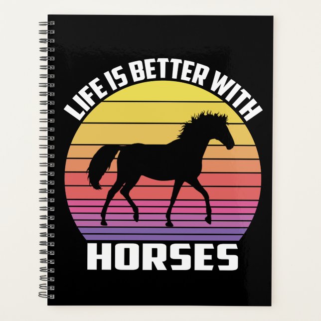Reittier Geschenk Cowgirl Black Horse Lover Daily  Planer (Vorderseite)