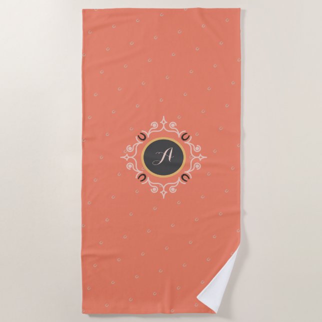 Reittier Mongram Lucky Horseshoe Pattern Strandtuch (Vorderseite)