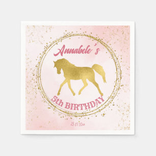 Reittiere aus Rosa und Gold Serviette