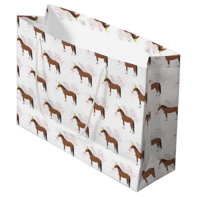 Reittiere mit Party Große Geschenktüte (Vorderseite Schrägansicht)
