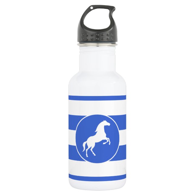 Reittiere; Royal Blue Stripes Edelstahlflasche (Vorderseite)