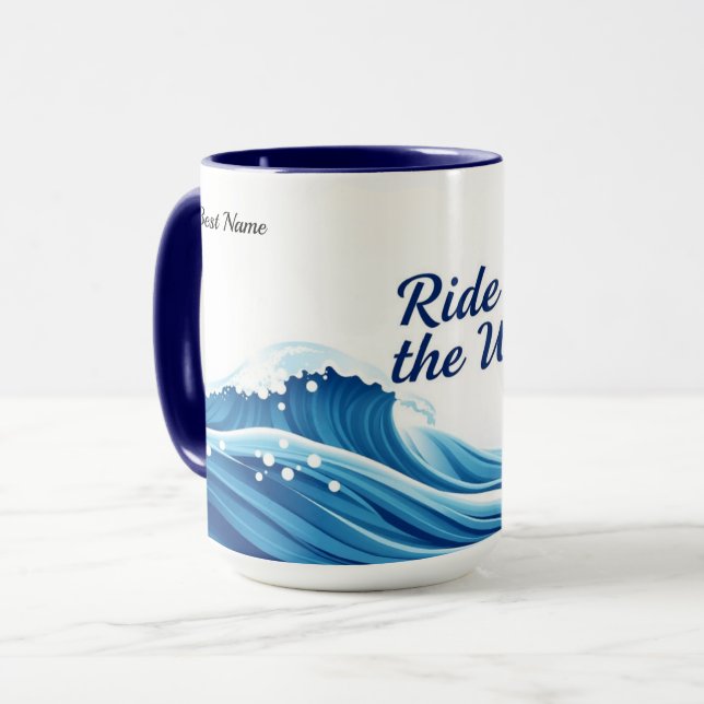 Reitwellen-Zitat Tasse (Vorderseite Links)