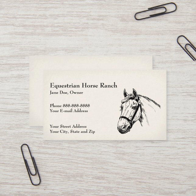 Reitzentrum Reitställe Business Card Visitenkarte (Vorderseite/Rückseite Beispiel)