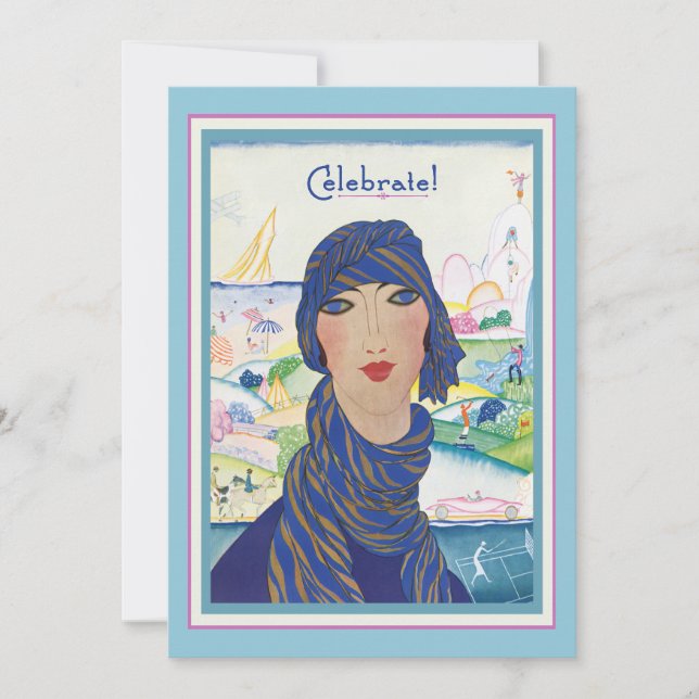 Reizend Vintages Kunst-Deko-Frauen-Party Einladung (Vorderseite)