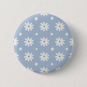 Reizende blaue Daisy und Polka-Tupfen Button