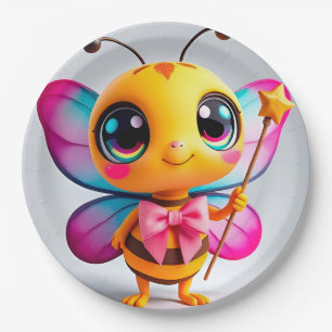Reizende Cartoon-Bienen-Fee Charakter Pappteller