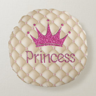 Reizende Chic Perlen, Tiara, Prinzessin, Glitzernd Rundes Kissen