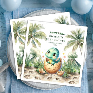 Reizende Dinosaurier-Baby-Party kommt bald Serviet Serviette