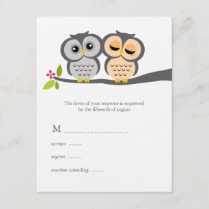 Reizende Eulen, die Wartekarten Wedding sind RSVP Karte
