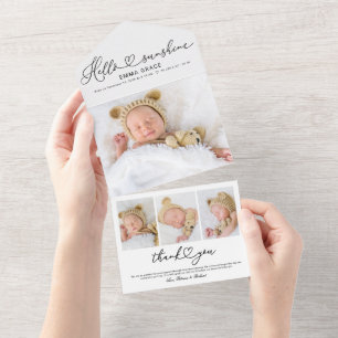 Reizende Fotogeburtsanzeigekarten mit Schrift All In One Einladung
