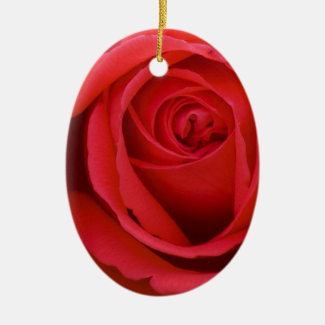Reizende fröhliche Rote Rose Keramik Ornament (Vorne)