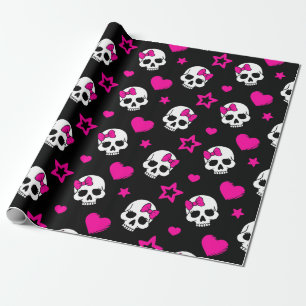 Reizende Goth Schädel im hellen Rosa Geschenkpapier