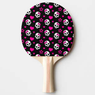 Reizende Goth Schädel im hellen Rosa Tischtennis Schläger