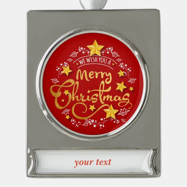 Reizende Handbeschriftung Banner-Ornament Silber (Vorderseite)