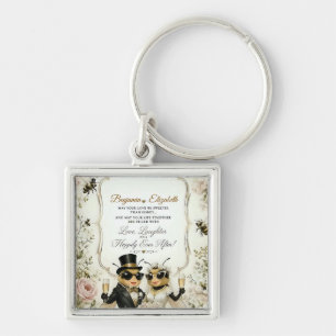 Reizende Honigbienen, elegante florale Hochzeit Schlüsselanhänger