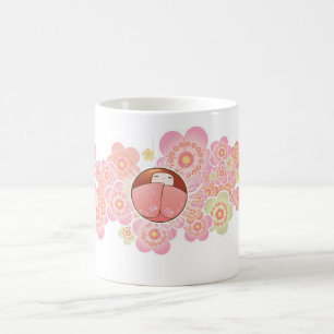 Reizende japanische Art-Tasse mit Kokeshi Puppe Kaffeetasse