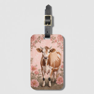 Reizende Jersey-Kuh Rosa Blumenmuster Gepäckanhänger