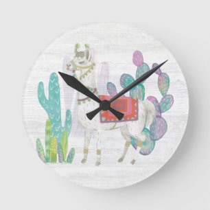 Reizende Lamas V Runde Wanduhr