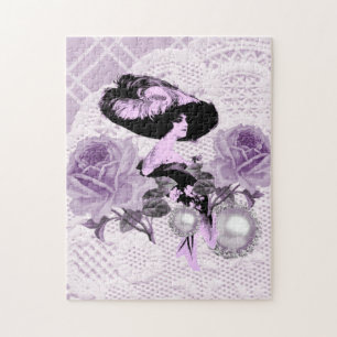 Reizende Lavendel-Dame Vintage-Spitzenrosen