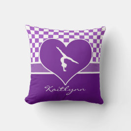 Reizende lila Checkered Gymnastik mit Monogramm Kissen