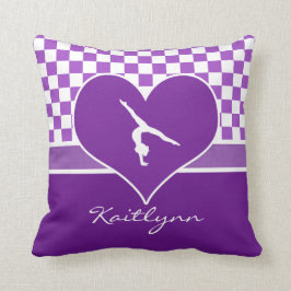 Reizende lila Checkered Gymnastik mit Monogramm Kissen