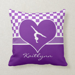 Reizende lila Checkered Gymnastik mit Monogramm Kissen