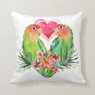 REIZENDE LOVEBIRDS tropischer Valentinsgruß Kissen