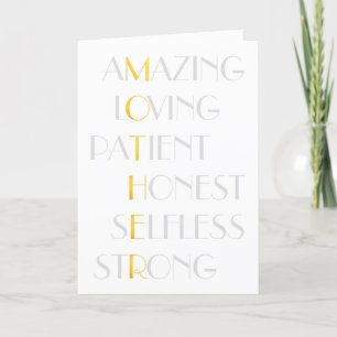 Reizende Mutter-Goldacrostic-Gedicht-Typografie Karte