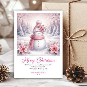 Reizende Pinkmas editierbare Winterlandschaft Weih Feiertagskarte