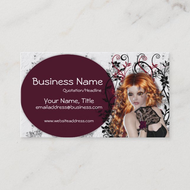Reizende Redhead-Dame - Fantasie-Visitenkarten Visitenkarte (Vorderseite)
