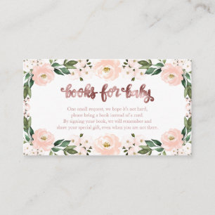 Reizende rosa florale Babyshower-Bücher für Baby Begleitkarte
