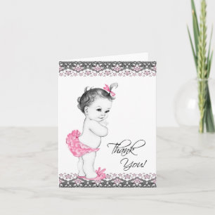 Reizende rosa und schwarze Baby-Shower-Dankeskarte Dankeskarte