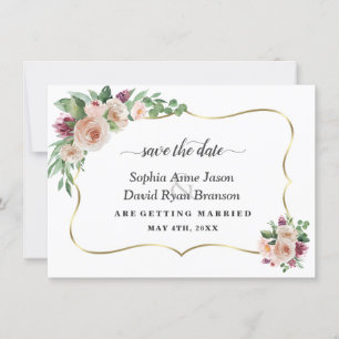 Reizende Rosé Champagner Blumen Kalligrafie Hochze Save The Date