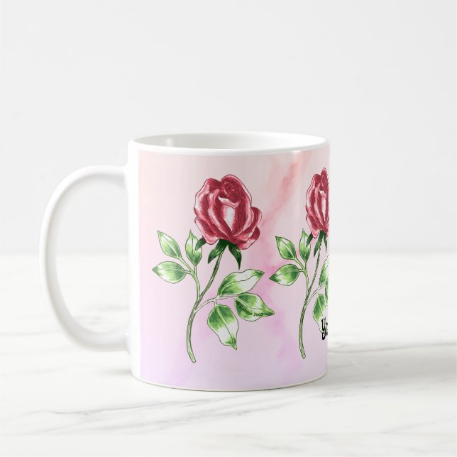 Reizende rote Rosen Tassen (Links)