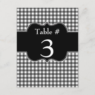 Reizende schwarz-weiße Gingham-Hochzeitstischkarte Einladung