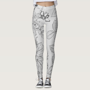 Reizende Schwarzweiss-Radierungen des Blätter und Leggings