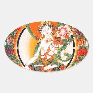 Reizende tibetanische buddhistische Kunst Ovaler Aufkleber