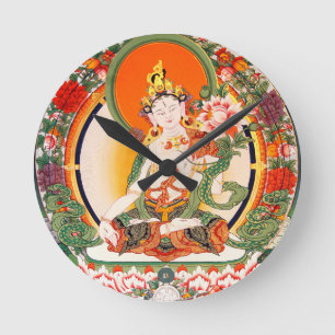 Reizende tibetanische buddhistische Kunst Runde Wanduhr