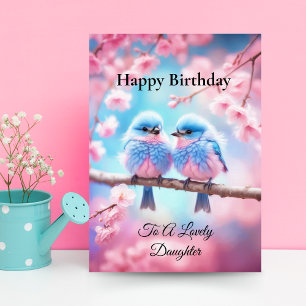 Reizende Tochter Pastell Flauschige Blaue Vögel Ge Karte