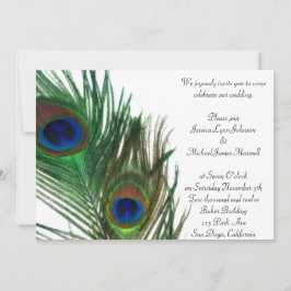 Reizende und elegante weiße Pfau-Hochzeit Einladung