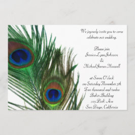 Reizende und elegante weiße Pfau-Hochzeit Einladung
