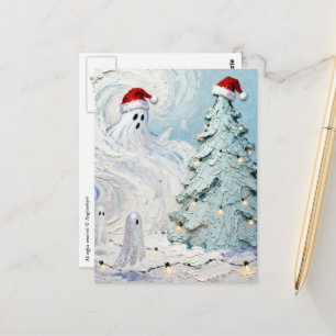 Reizende und niedliche Weihnachtsgeister und Baum Postkarte