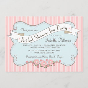 Reizende Vintage Brautparty-Tee-Party Einladung