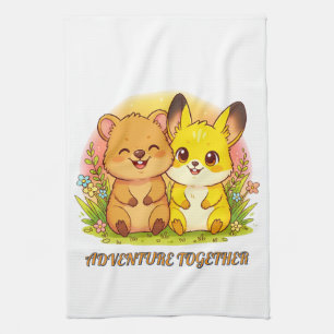 Reizende Waldtierfreunde Kawaii Geschirrtuch